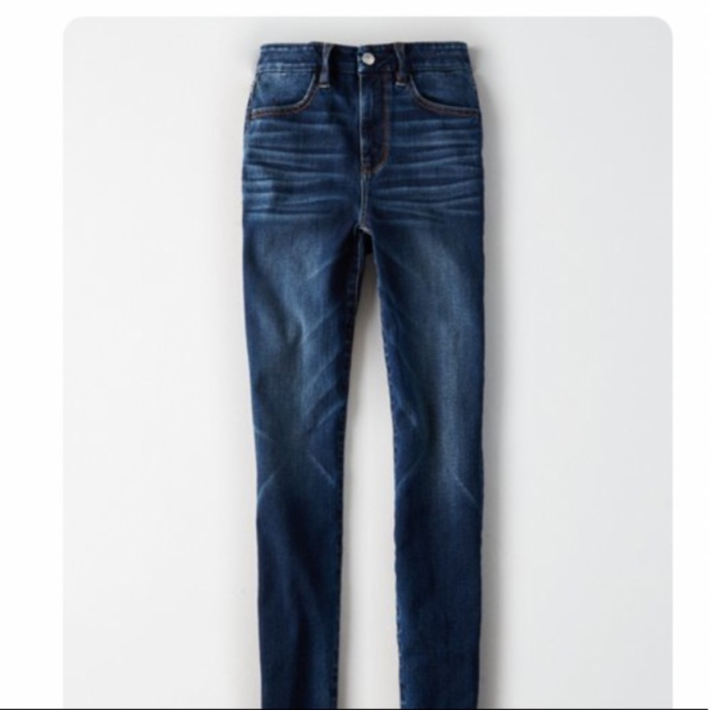 American Eagle Size 8 Dark Wash Super Hi-Rise Jeggings